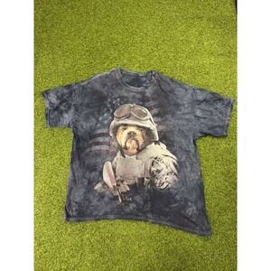The Mountain Bulldog American Flag T Shirt Mens Large‎ Gray Hand Dyed Cotton